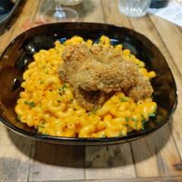 Buffalo sauce Mac n cheese with crumbled pickles at Down the Hatch in Liverpool