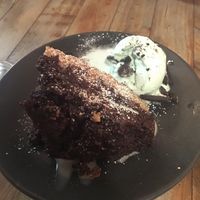 Brownie with Mint Ice Cream  at Down the Hatch in Liverpool