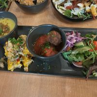 Chowder, corn ribs, meatballs  at Down the Hatch in Liverpool