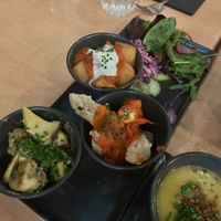 Garlic mushroom, wings, pastas bravas  at Down the Hatch in Liverpool