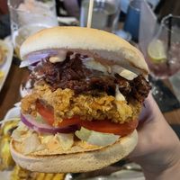 Apple Jack burger (jackfruit and Seitan)  at Down the Hatch in Liverpool