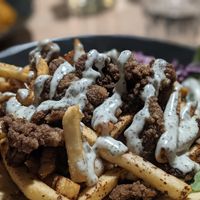 Mushroom Kebab Poutine affair at Down the Hatch in Liverpool