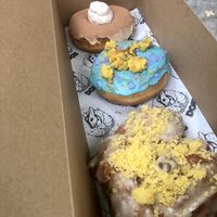 Corn Fritter, Birthday Cake & Tiramisu  at Doe Donuts in Portland