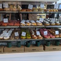 Display case at Doe Donuts in Portland