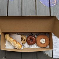 Lime Coconut Twist, Cookie Butter Cup, Zucchini Chip, Tiramisu Filled at Doe Donuts in Portland