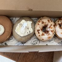 Tiramisu, Portland Fog, Maple Bacon  at Doe Donuts in Portland
