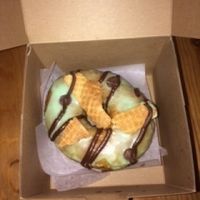 Mint chip waffle cone at Doe Donuts in Portland