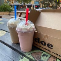 Monster Cookie and Strawberry milkshake  at Doe Donuts in Portland