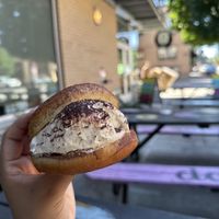Hazelnut Creme Bun  at Doe Donuts in Portland