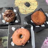 Brownie, apricot, pesto chicken  at Doe Donuts in Portland