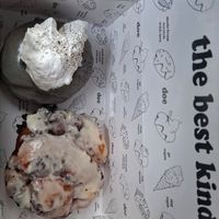 London fog donut and marionberry donut. at Doe Donuts in Portland
