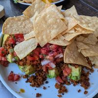 Vegan chorizo stuffed avocado at Mountain Madre in Asheville