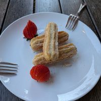 Chocolate filled churros (vegan) at Mountain Madre in Asheville