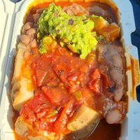 Vegan baked potato at Happy Burger Diner in Mariposa