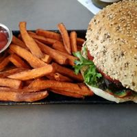 burger at Attila Hildmann Organic Snackbar I in Berlin