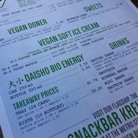 The menue at Attila Hildmann Organic Snackbar I in Berlin