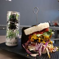 Daisho burger was a surprise but tasted delish! at Attila Hildmann Organic Snackbar I in Berlin