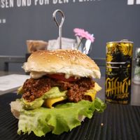 Chili cheese burger and mango drink😋 Great! at Attila Hildmann Organic Snackbar I in Berlin