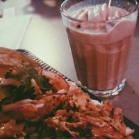 Vöner and Milkshake at Attila Hildmann Organic Snackbar I in Berlin