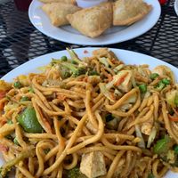 The Tibeten noodles & the somosas at Sherpa Cafe in Gunnison