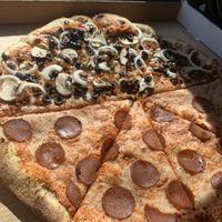 20” half supreme(ish) half pepperoni   at Pizza Head in St Louis