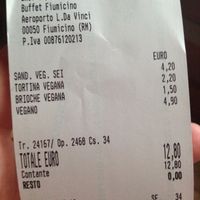 the bill at FCO - Chef Express - T1 in Fiumicino