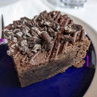 Vegan chocolate brownie at Academy in Winchester