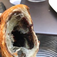 Inside of the chocolate croissant (best vegan croissant in Paris!!!) at Laelo in Paris