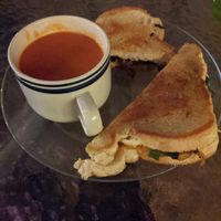 tempeh melt with tomato soup at Moab Kitchen in Moab