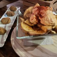 Bravas and croqueta  at Integral in Formentera