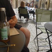 View from terrasse at Le Triple V in Caen