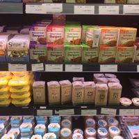 Selection of vegan burgers. at LIV Organic & Natural Food Market in Liverpool