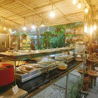 Buffet display at 9 Angels Warung in Ubud