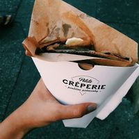 banana, ";nutella"; (dark chocolate-nougat spread), coconut shreds at Petite Creperie - Poulicne Palacinky in Bratislava