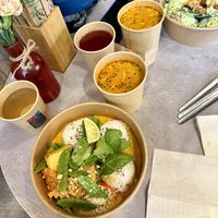 My Thai curry bowl with Laksa (poké bowl in the background)  at Foodstock  in Bratislava