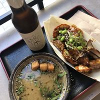 Small miso soup and gyoza at Foodstock  in Bratislava