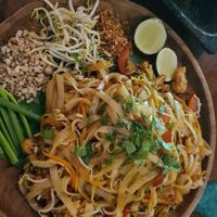 Pad thai with Tempe instead of tofu. Delicious. at Atman Nourish Kafe in Ubud