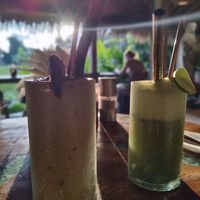 Chocolate-Avocado smoothie and juice at Atman Nourish Kafe in Ubud