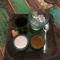 Cold Brew Coffee with Almond Milk at Atman Nourish Kafe in Ubud