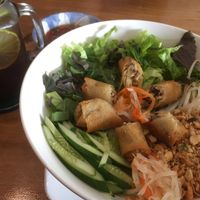 Vermicelli and fried spring rolls at Vegan Kitchen in Ho Chi Minh City