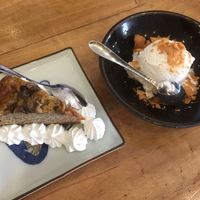 Banana cake and coconut ice cream at Vegan Kitchen in Ho Chi Minh City