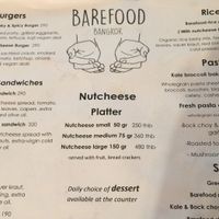 Menu at Barefood Bangkok in Bangkok