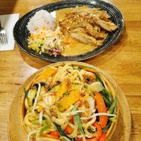 Udon noodles and Peanut vegan duck at Chay Long in Berlin