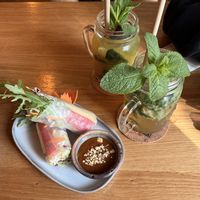 Summer rolls and drinks  at Chay Long in Berlin