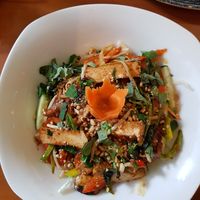 Rice noodles with organic tofu, seitan and veggies at Chay Long in Berlin