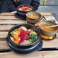 Me: the Zen bowl, she: the Buddha bowland both: ginger thee with a lot of snacks in it :D at Chay Long in Berlin