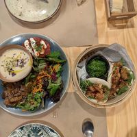 Daily menu dish and baos at Mapa Verde in San Sebastian