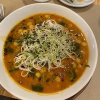 Thai soup with chickpeas   at Mapa Verde in San Sebastian