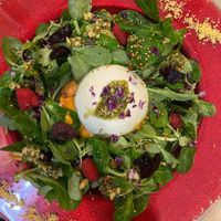 Vegan burrata salad at Mapa Verde in San Sebastian