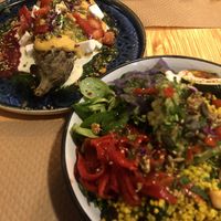 Millet Bowl und Aubergine mit „Allerlei"  at Mapa Verde in San Sebastian